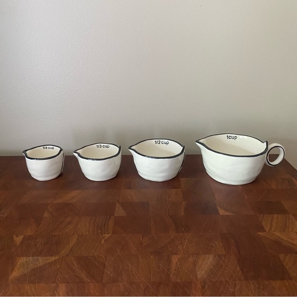 Four Ceramic Nesting Measuring Cups in Cream & Black - Picture 2 of 8